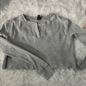 Wild Fable Light Gray Ribbed Crop Top